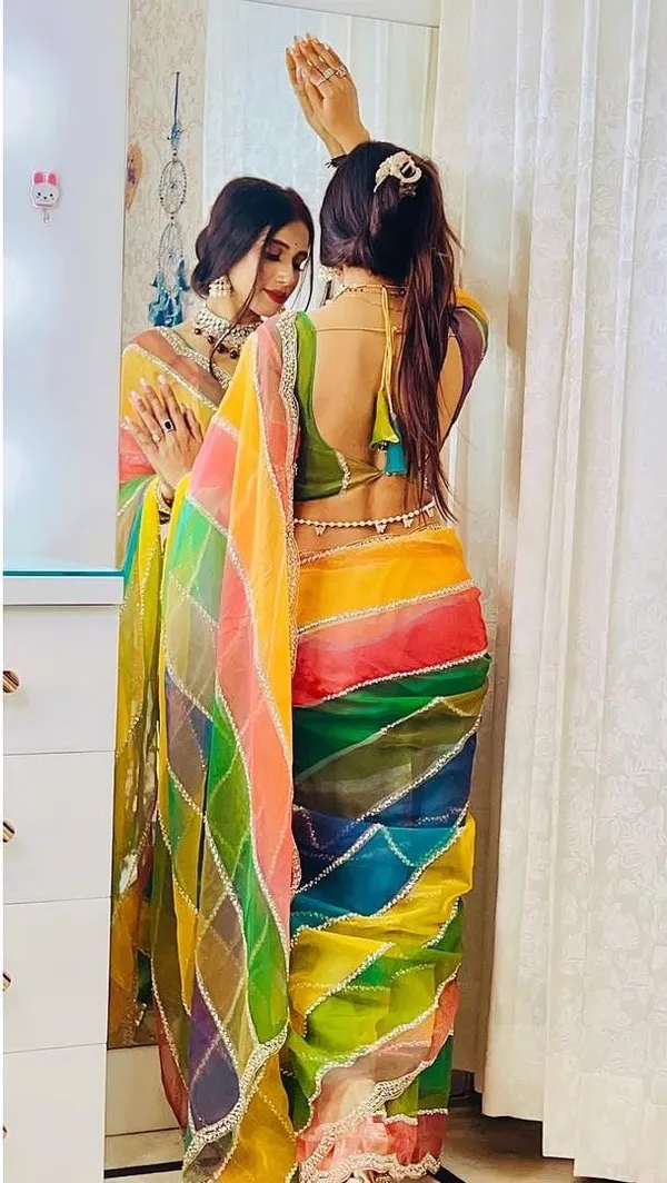 Multicolor_Rainbow_Tabby_Silk_Saree_With_Zarkhan_Work