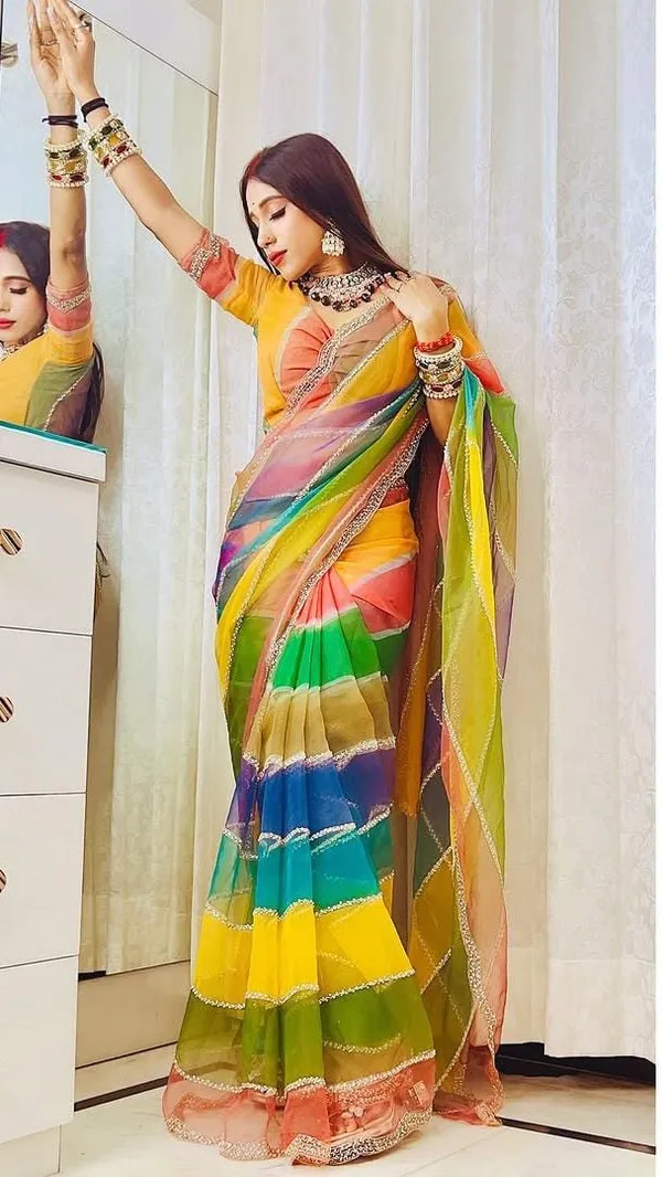 Multicolor_Rainbow_Tabby_Silk_Saree_With_Zarkhan_Work