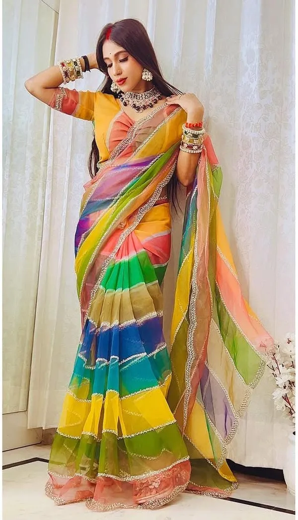 Multicolor_Rainbow_Tabby_Silk_Saree_With_Zarkhan_Work