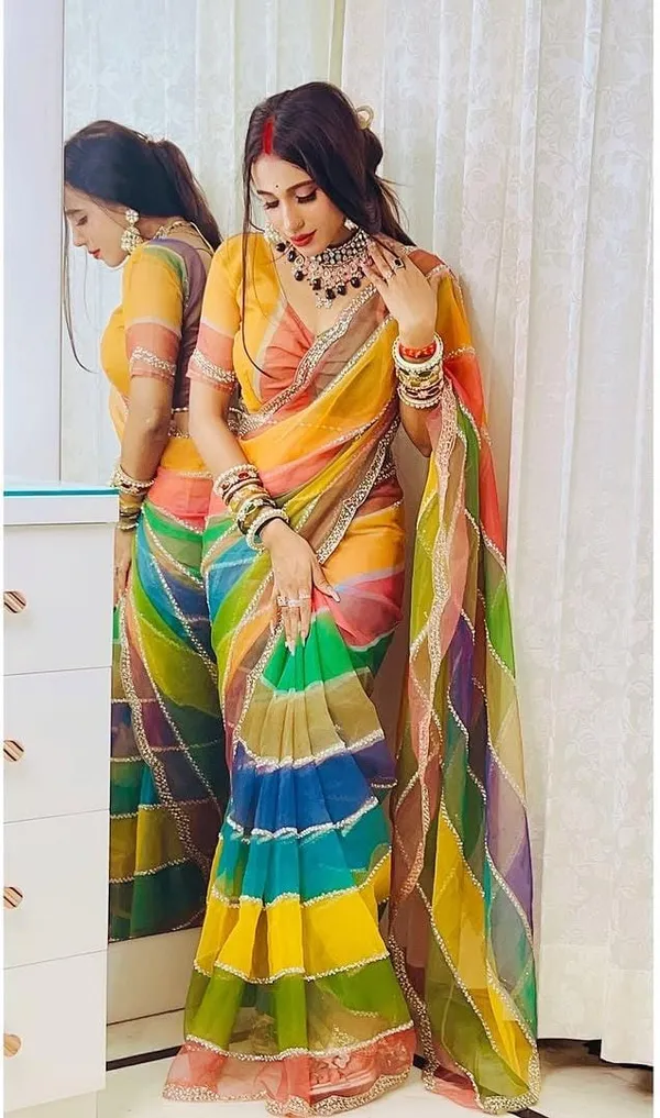 Multicolor_Rainbow_Tabby_Silk_Saree_With_Zarkhan_Work