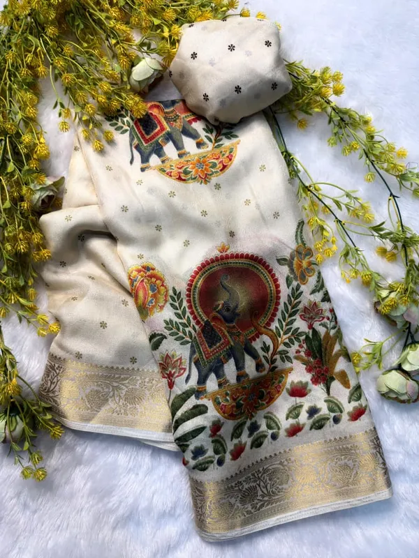 Mysore_Ajarakh_Crepe_Silk_Uniform_Saree_With_Meenakari_Elephant_Motifs_White_Red
