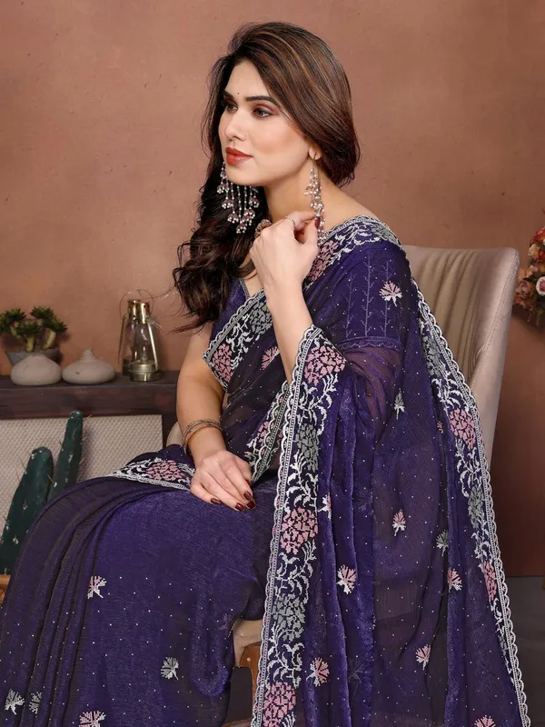 Party_Wear_Soft_Fendy_Chiffon_Silk_Saree_Blue