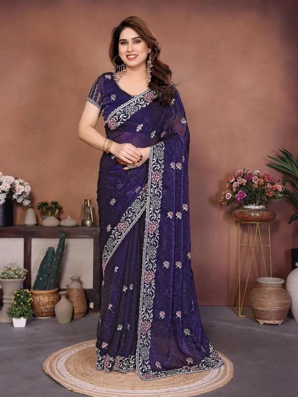 Party_Wear_Soft_Fendy_Chiffon_Silk_Saree_Blue