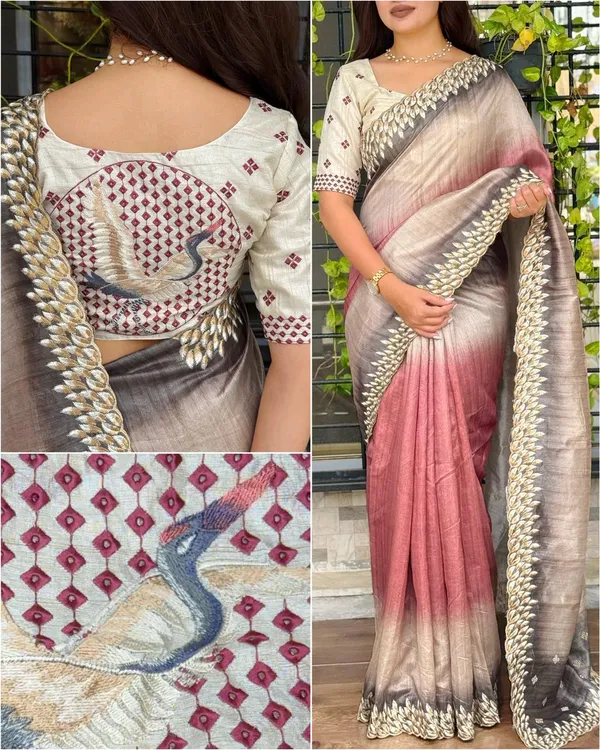 Flamingo_Tussar_Silk_Saree_With_Shaded_Digital_Print_Thread_Feather_Embroidery_Dusty_Pink