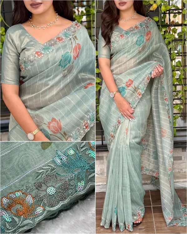 Kaisha_Sea_Green_Glass_Tissue_Organza_Saree_With_Floral_Embroidery
