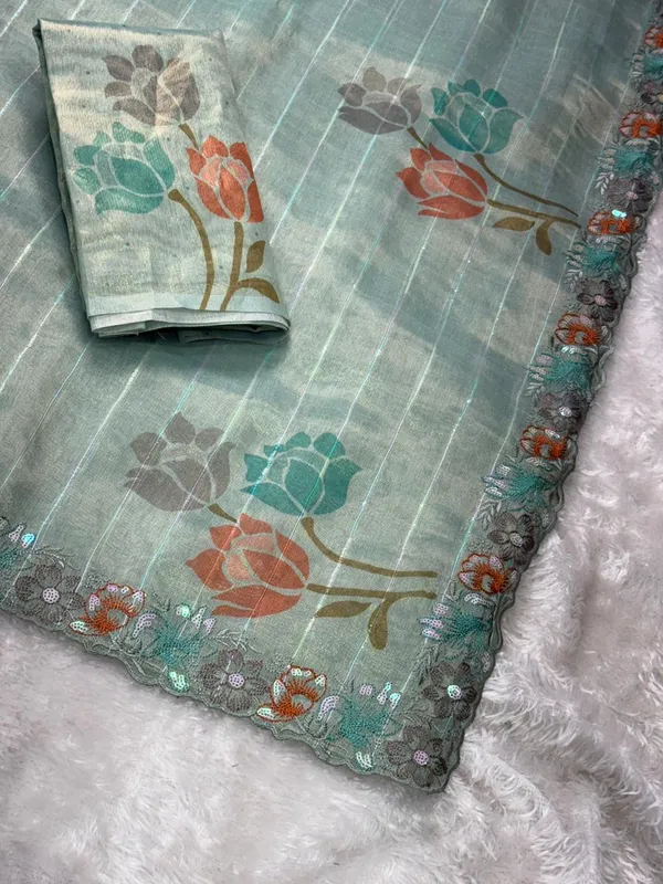 Kaisha_Sea_Green_Glass_Tissue_Organza_Saree_With_Floral_Embroidery