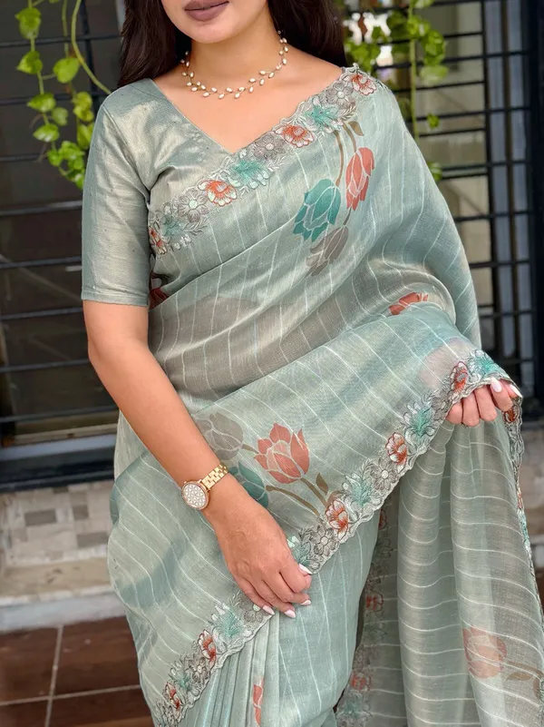 Kaisha_Sea_Green_Glass_Tissue_Organza_Saree_With_Floral_Embroidery