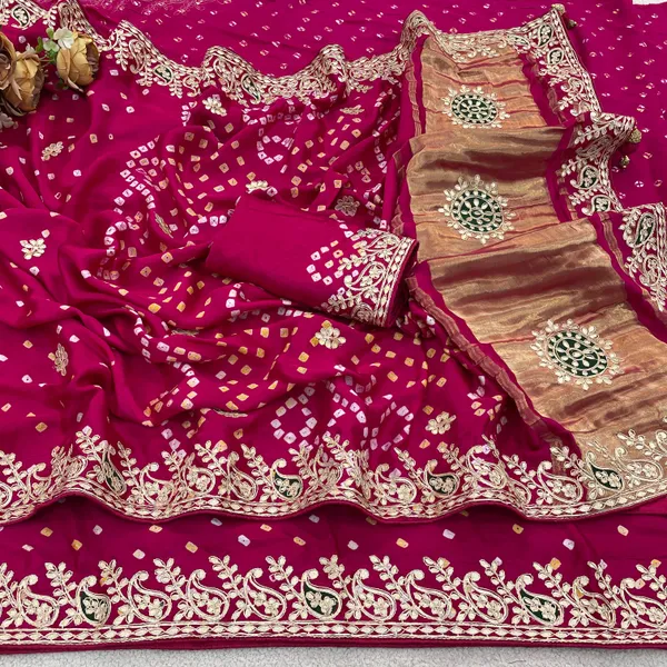 Gaji_Silk_Original_Bandhani_With_Gota_Pati_Work_Saree_Pink