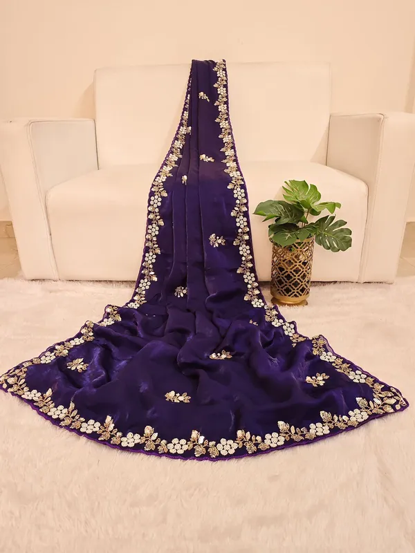 Fandy_Satin_Silk_Fabric_Saree_With_Fancy_Handwork_Bids_Sequence_Work_With_Fancy_Bids_Work_Pallu_Border_Work_Blouse_Navy