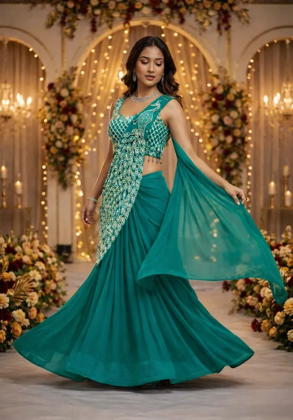 New_Super_Trending_Embroidery_Sequence_Work_Ready_To_Wear_Saree_With_Embroidery_Blouse_Aqua_Blue