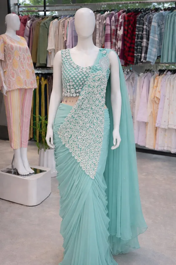 New_Super_Trending_Embroidery_Sequence_Work_Ready_To_Wear_Saree_With_Embroidery_Blouse_Sky_Blue