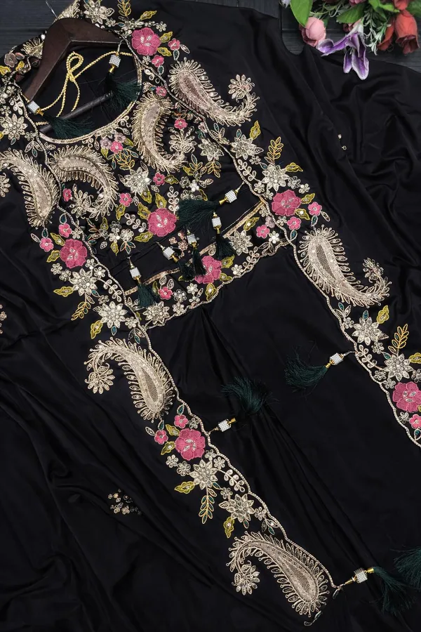 Indo_Western_Draped_Dhoti_Set_With_Long_Shrug_Black