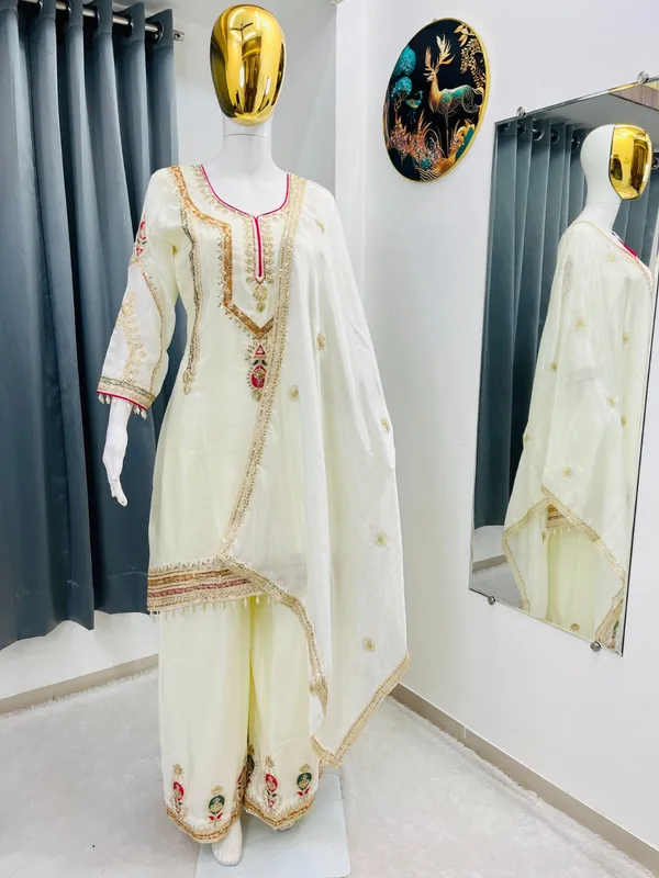 Festival_Ethnic_Outfit_Sequence_Embroidery_On_Silk_Fabric_Top_And_Plazzo_With_Dupatta_Set