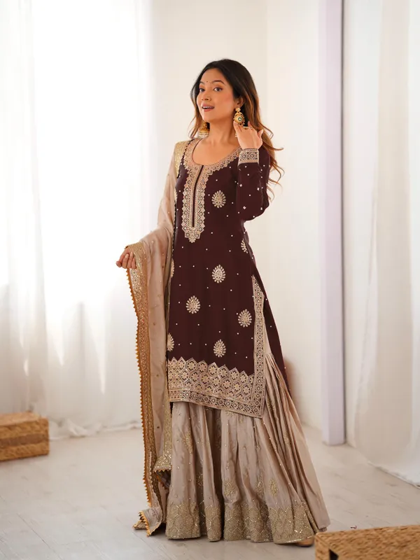 Vastrahut_Ethnic_Motifs_Embroidered_Sharara_Set_With_Dupatta_Maroon