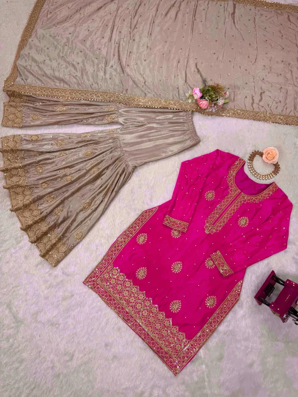 Vastrahut_Ethnic_Motifs_Embroidered_Sharara_Set_With_Dupatta_Pink