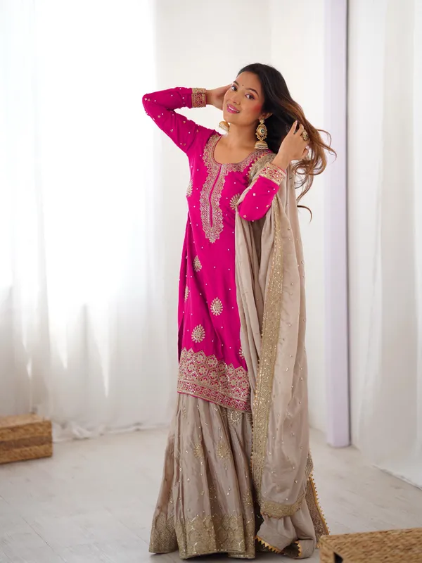 Vastrahut_Ethnic_Motifs_Embroidered_Sharara_Set_With_Dupatta_Pink