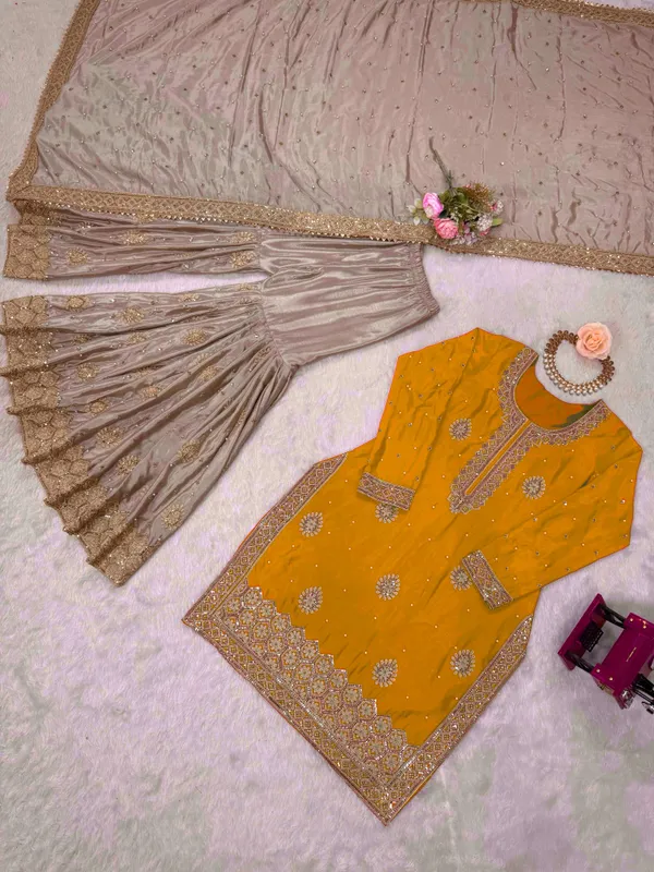 Vastrahut_Ethnic_Motifs_Embroidered_Sharara_Set_With_Dupatta_Yellow