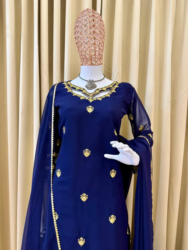 New_Superhit_Trending_Festive_Collection_Kurti_Plazzo_Dupatta_Set_With_Embroidery_Work_On_Faux_Georgette_Fabric