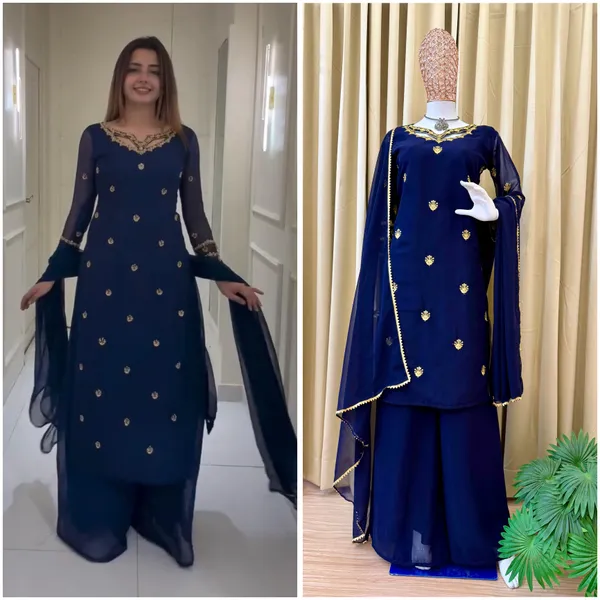 New_Superhit_Trending_Festive_Collection_Kurti_Plazzo_Dupatta_Set_With_Embroidery_Work_On_Faux_Georgette_Fabric