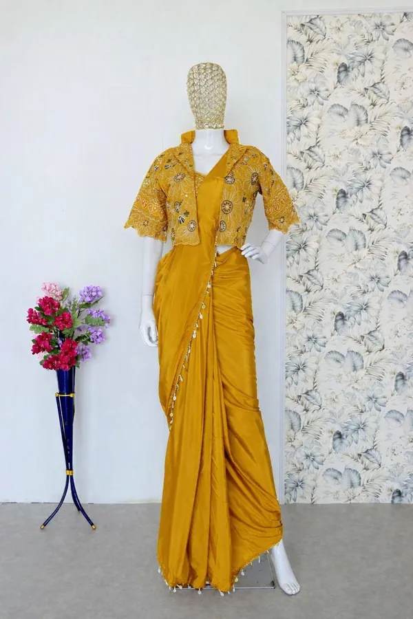 Premium_Ready_To_Wear_Saree_Expertly_Tailored_With_Precise_Plats_And_A_Refined_Finish_With_Koti_Jacket_Yellow