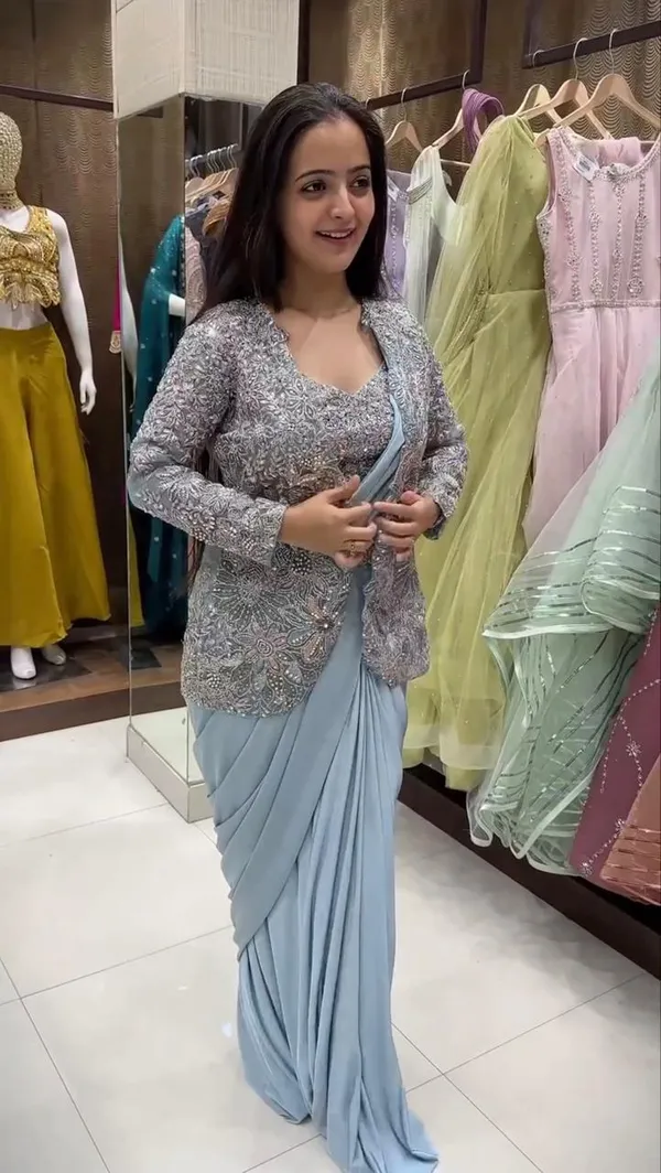 Premium_Crepe_Silk_Ready_To_Wear_Saree_With_Koti_Jacket_Expertly_Tailored_With_Precise_Pleats_And_A_Refined_Finish_White