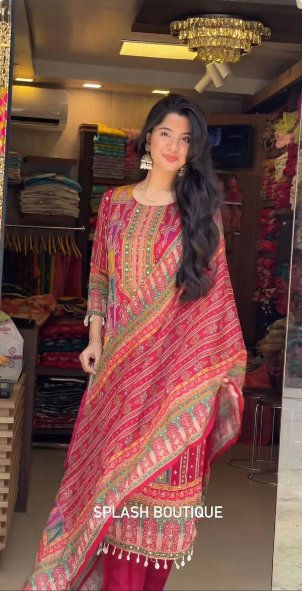 Designer_Wear_Trending_Top_With_Printed_Work_With_Mirror_Work_With_Top_And_Dupatta_Set_Pink