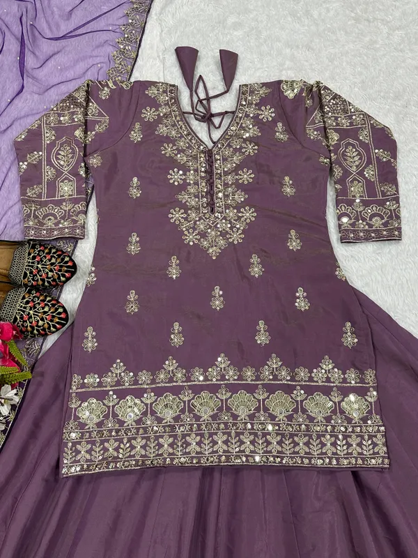 Handcrafted_Embroidered_Peplum_Top_With_Flared_Lehenga_And_Dupatta_Set