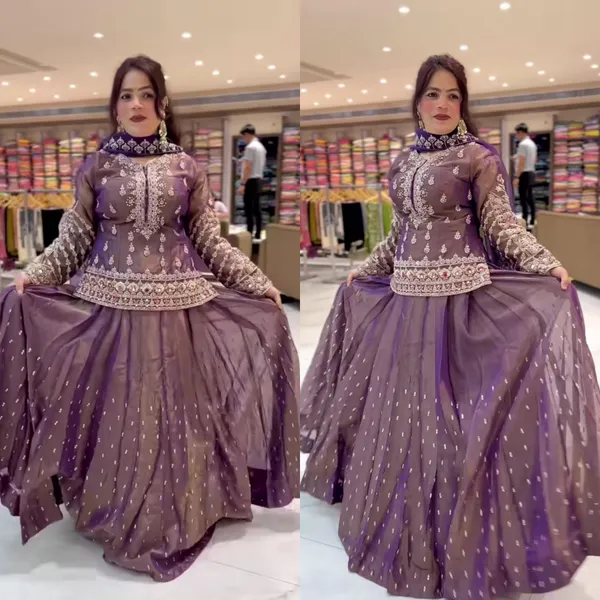 Handcrafted_Embroidered_Peplum_Top_With_Flared_Lehenga_And_Dupatta_Set