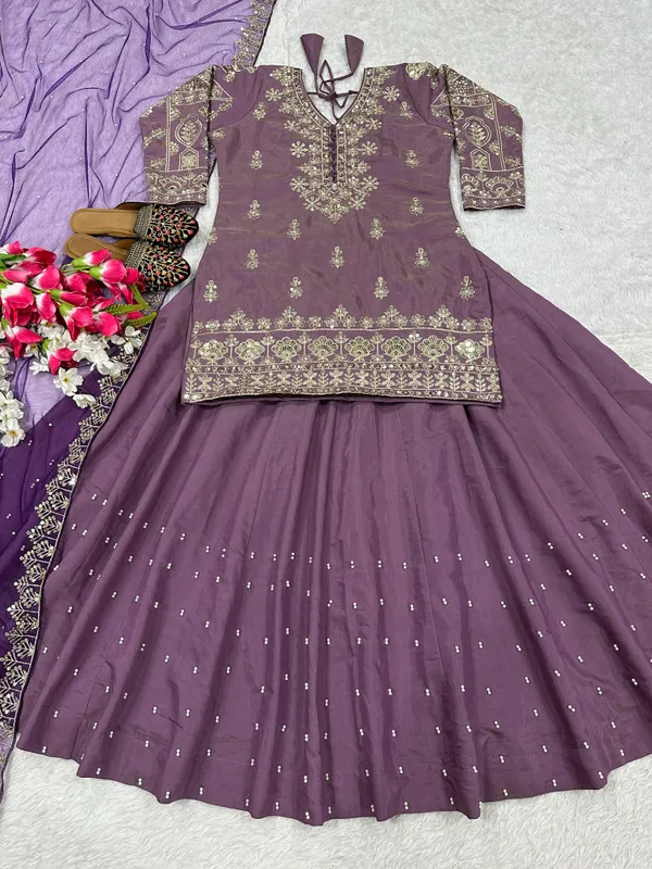 Handcrafted_Embroidered_Peplum_Top_With_Flared_Lehenga_And_Dupatta_Set