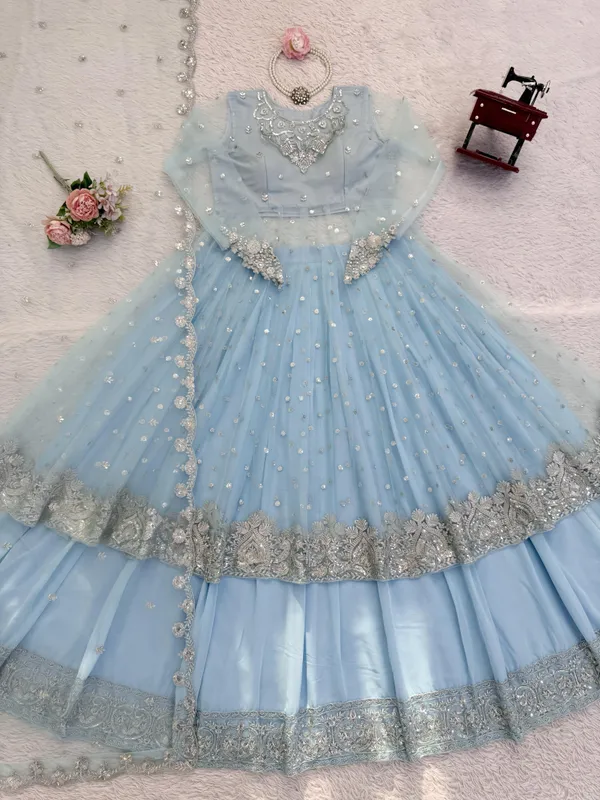 Gown_Lehenga_Effortless_Charm_With_Our_Exclusive_3_Piece_Set_Crafted_For_Comfort_Stitched_With_Grace_Sky_Blue