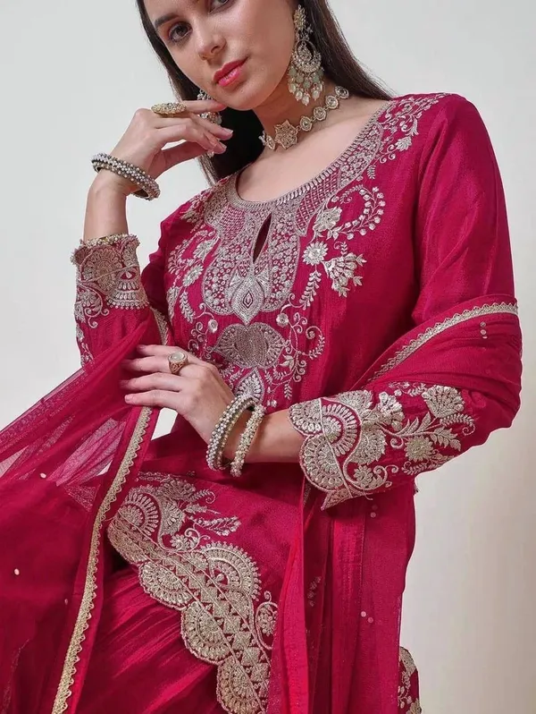 New_Ready_To_Wear_Collection_3_Piece_Fancy_Kurti_With_Beautiful_Flaired_Plazzo_And_Dupatta