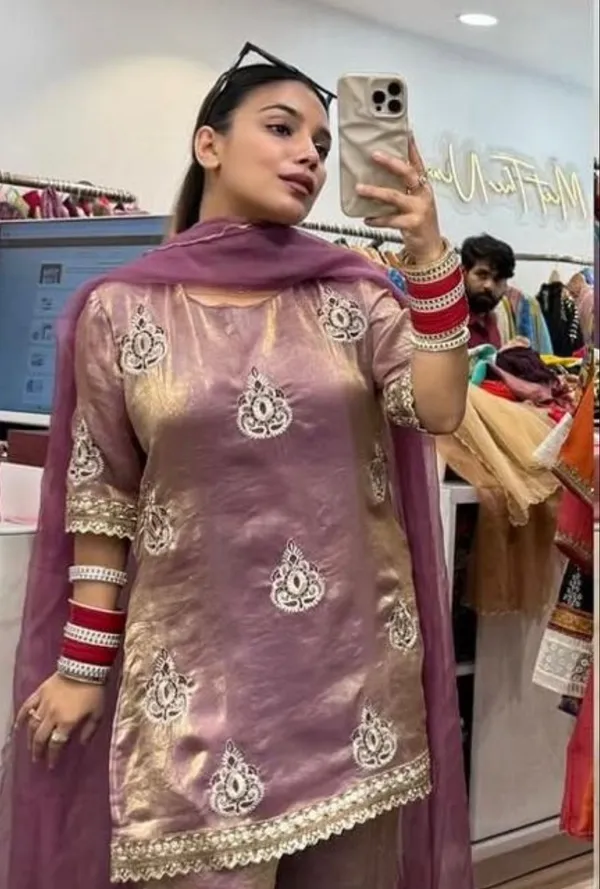 Designer_Pakistani_Style_Party_Wear_Fendy_Silk_Top_Palazzo_And_Dupatta_Set_Metalic_Pink