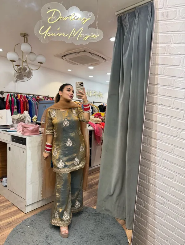 Designer_Pakistani_Style_Party_Wear_Fendy_Silk_Top_Palazzo_And_Dupatta_Set_Metalic_Blue