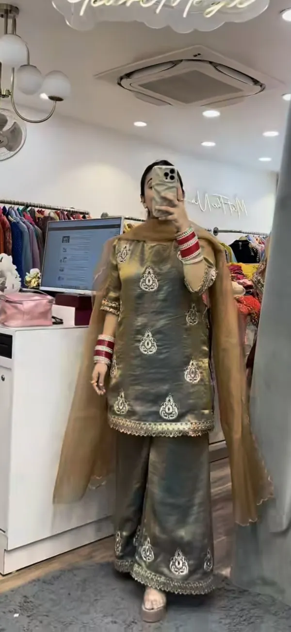 Designer_Pakistani_Style_Party_Wear_Fendy_Silk_Top_Palazzo_And_Dupatta_Set_Metalic_Blue