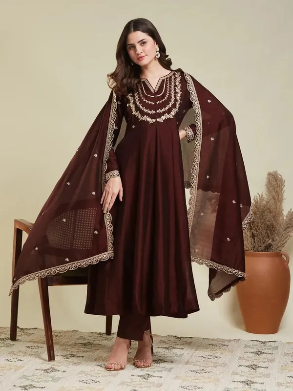 Luxury_Silk_Embroidered_Anarkali_Suit_With_Dupatta_Set_Dark_Maroon
