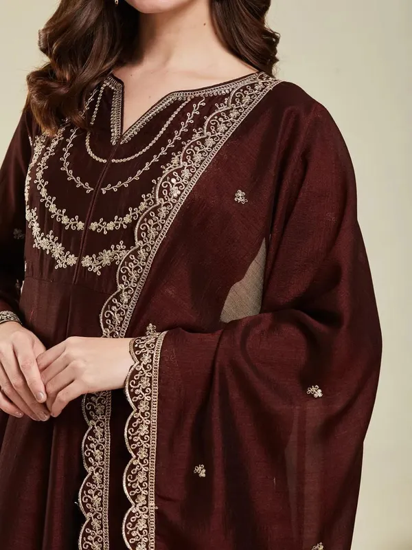 Luxury_Silk_Embroidered_Anarkali_Suit_With_Dupatta_Set_Dark_Maroon