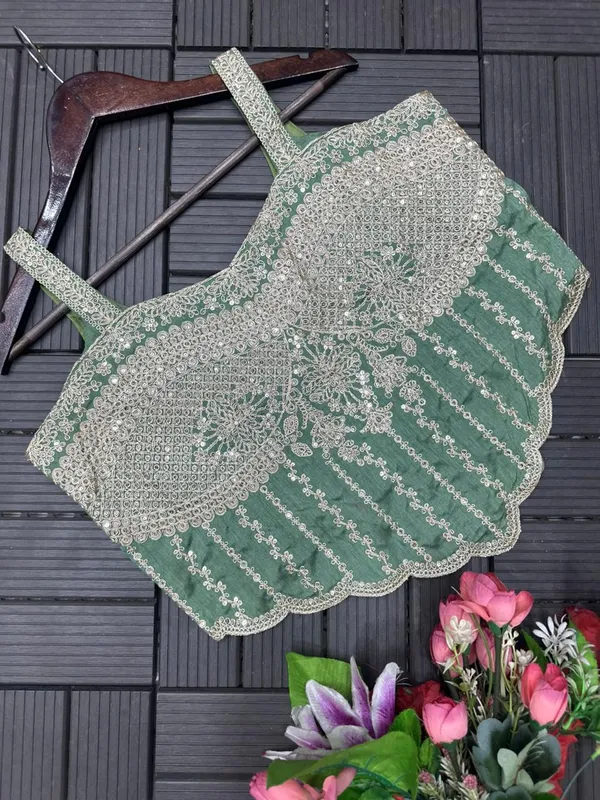New_Super_Trending_Embroidery_Sequence_Work_Ready_To_Wear_Saree_With_Embroidery_Blouse_Metalic_Pista
