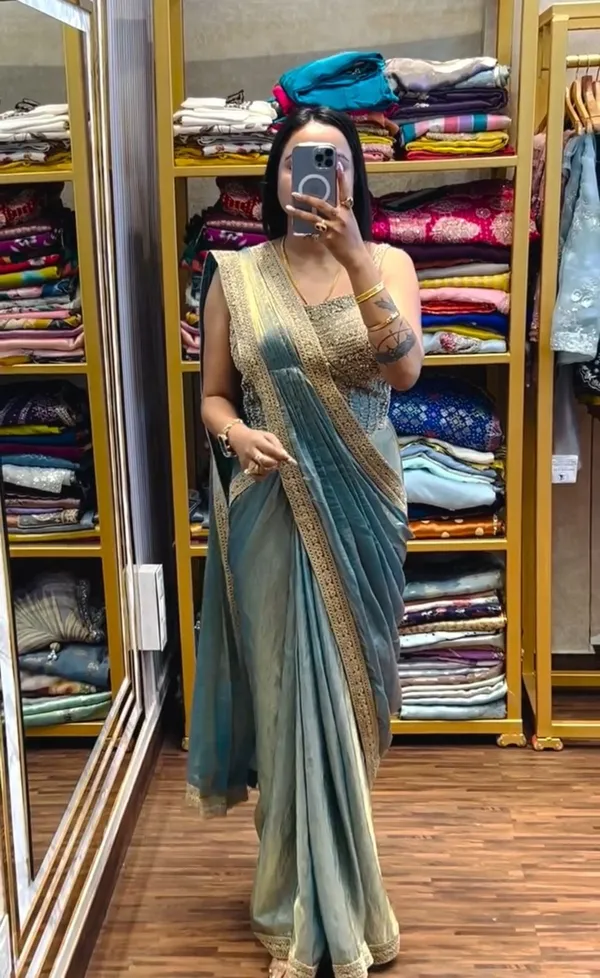 New_Super_Trending_Embroidery_Sequence_Work_Ready_To_Wear_Saree_With_Embroidery_Blouse_Metalic_Pista