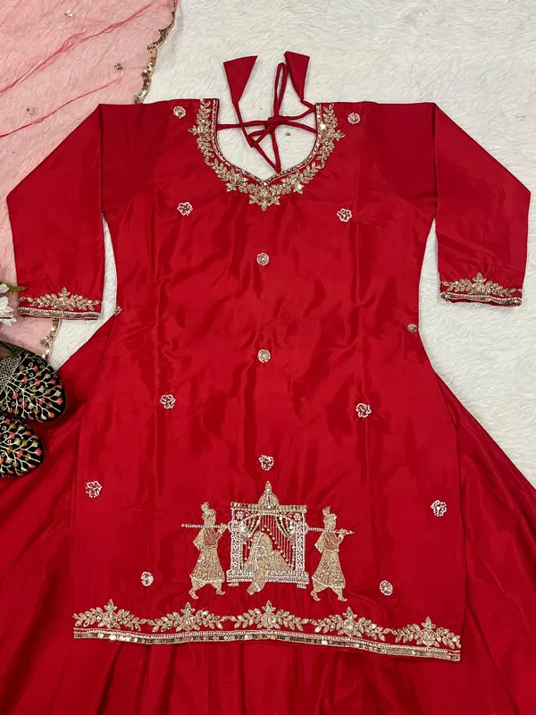 Natural_Crepe_Silk_Flared_Top_Lehenga_Set_With_Heavy_Sequence_Embroidery_Red