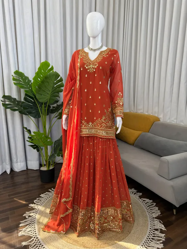 Designer_Sharara_Set_Crafted_In_Classy_Tones_With_Premium_Fabric_Detailing_Other_Size_Deatails_Are_In_Description