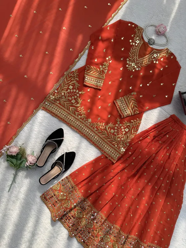 Designer_Sharara_Set_Crafted_In_Classy_Tones_With_Premium_Fabric_Detailing_Other_Size_Deatails_Are_In_Description