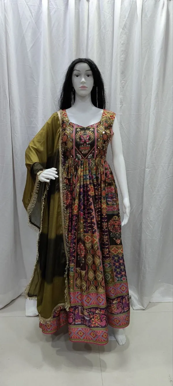 Exquisite_Printed_Chinon_Wedding_Gown_Set_Mehandi