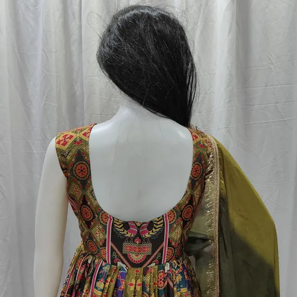 Exquisite_Printed_Chinon_Wedding_Gown_Set_Mehandi