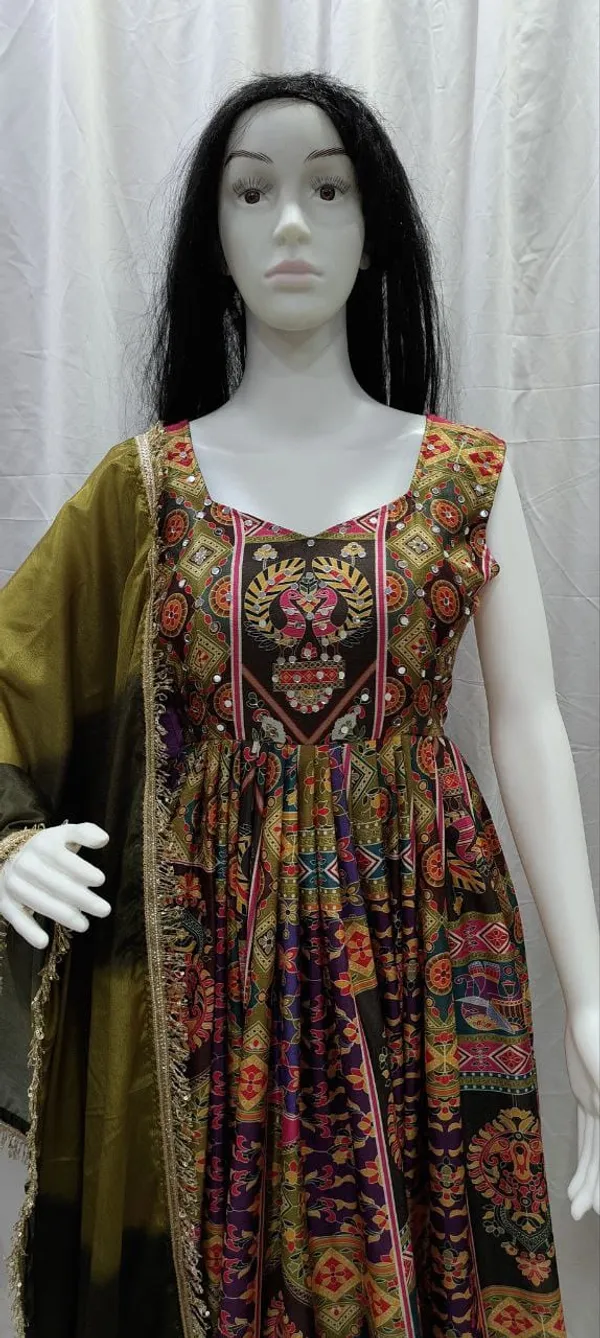 Exquisite_Printed_Chinon_Wedding_Gown_Set_Mehandi