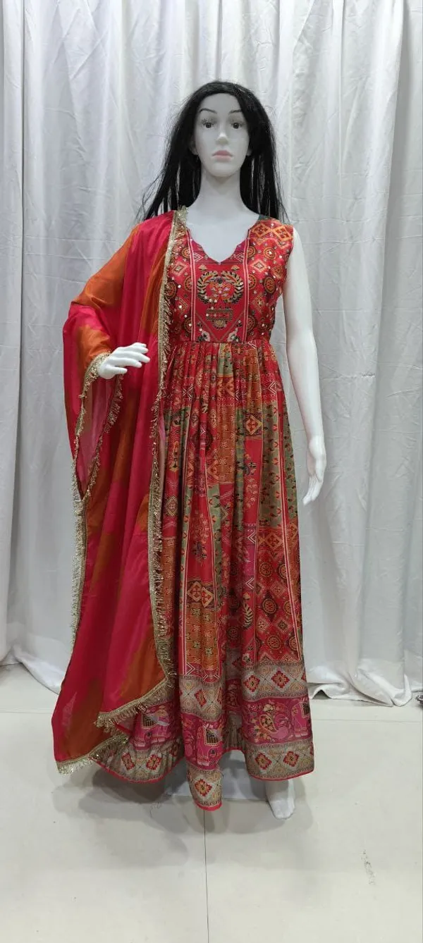 Exquisite_Printed_Chinon_Wedding_Gown_Set_Pink