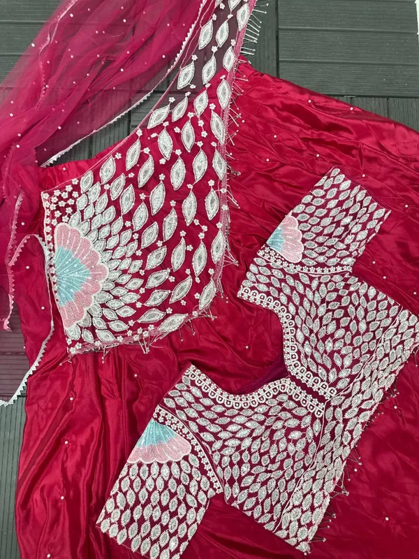 Deep_Rani_Pink_Crepe_Silk_Heavy_Embroidered_Ready_To_Wear_Lehenga_Saree
