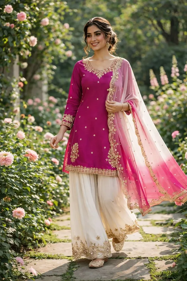 Embroidered_Pakistani_Sharara_Suit_With_Organza_Dupatta_Pink