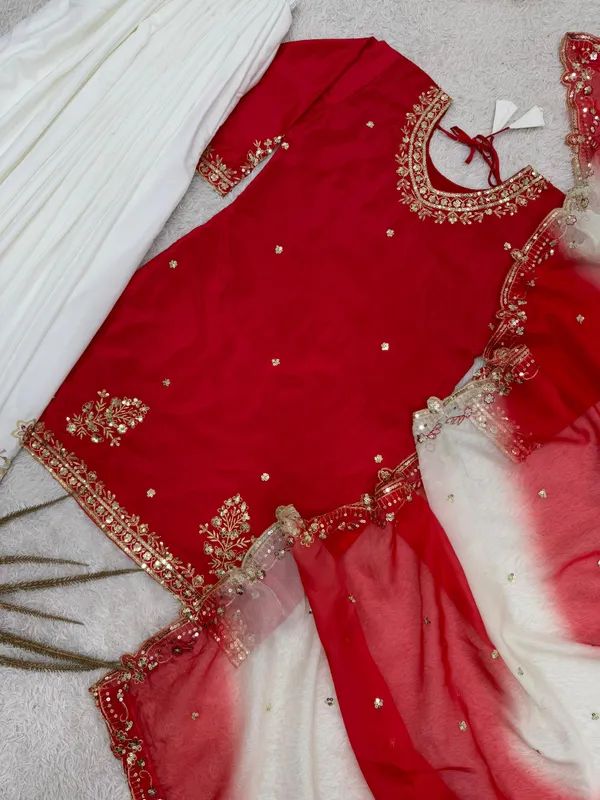 Embroidered_Pakistani_Sharara_Suit_With_Organza_Dupatta_Red