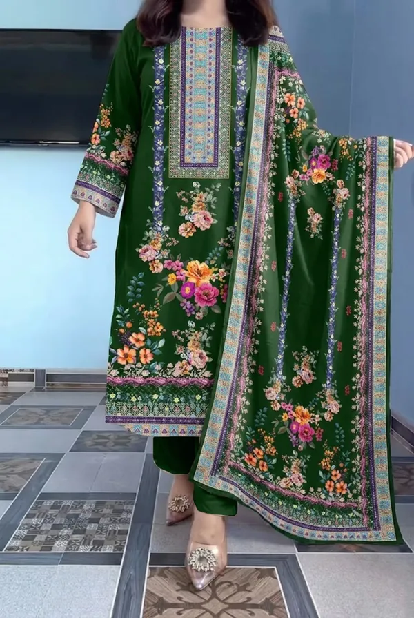 Elegant_Floral_Muslin_Suit_Set_Is_Ready_For_Occasions_Dark_Green