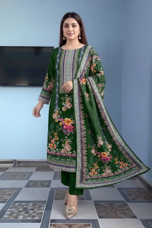 Elegant_Floral_Muslin_Suit_Set_Is_Ready_For_Occasions_Dark_Green